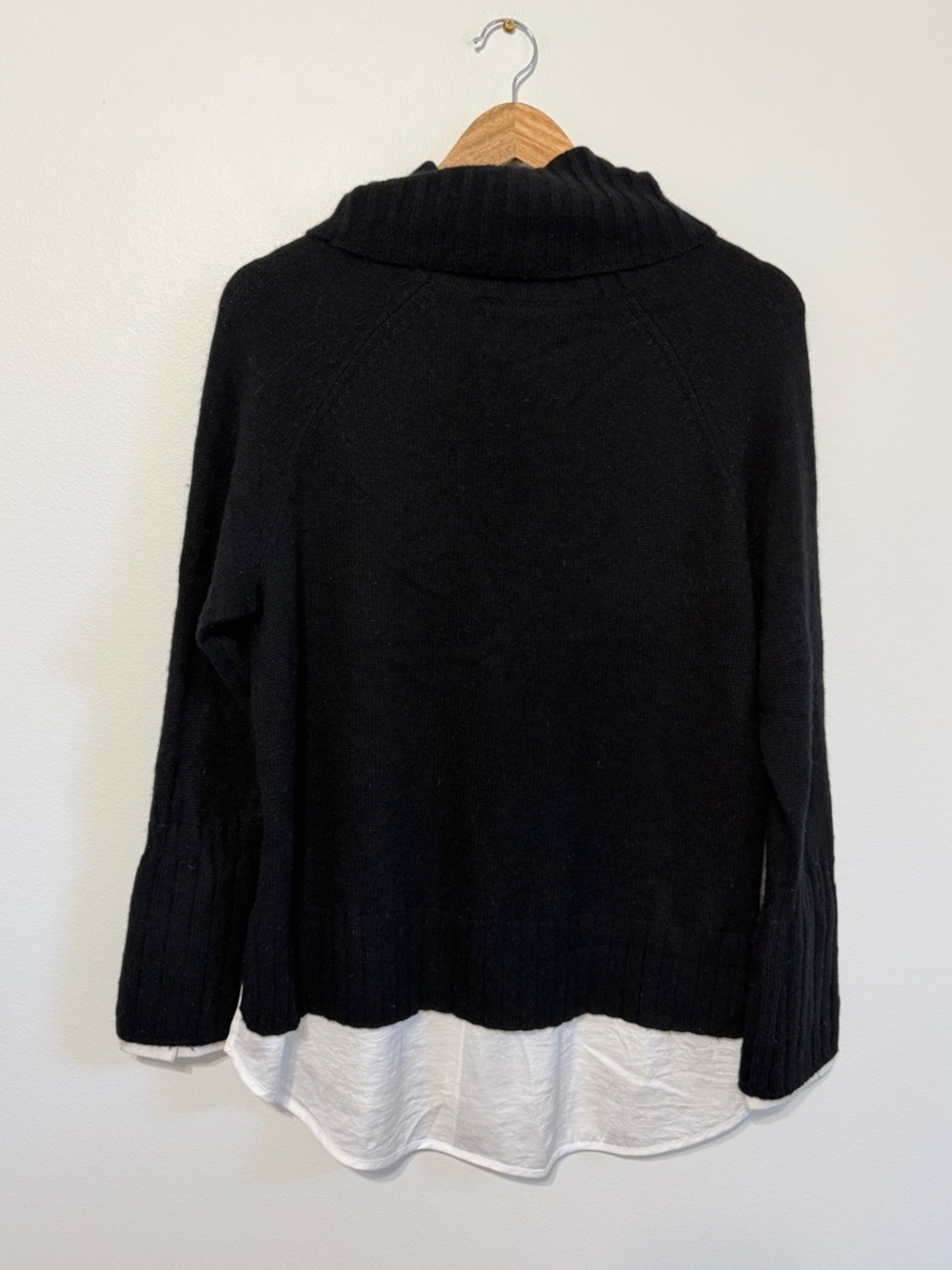 Brochu Walker The Jolie Fringe Layered Looker Black Cashmere Sweater Size Medium - Picture 6 of 10